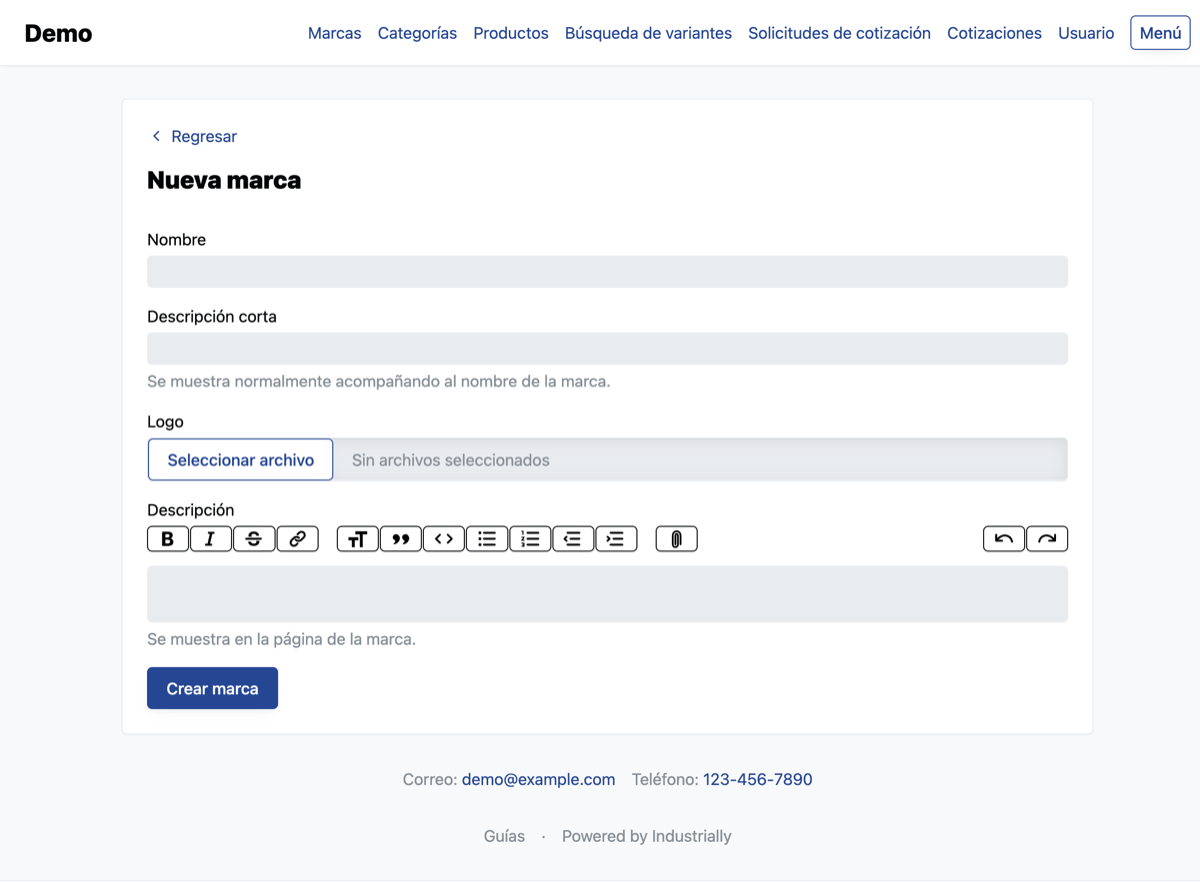 Formulario de nueva marca