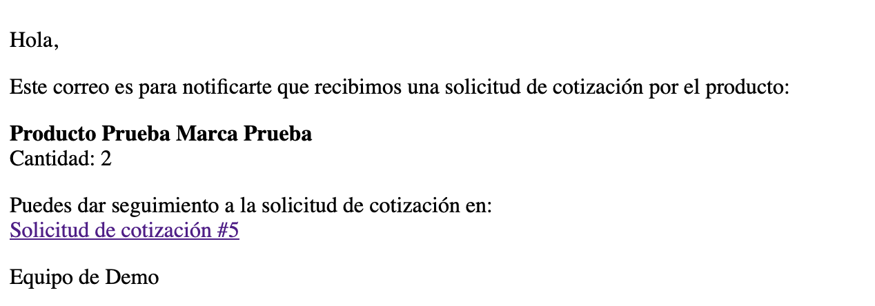 Correo de solicitud de cotización